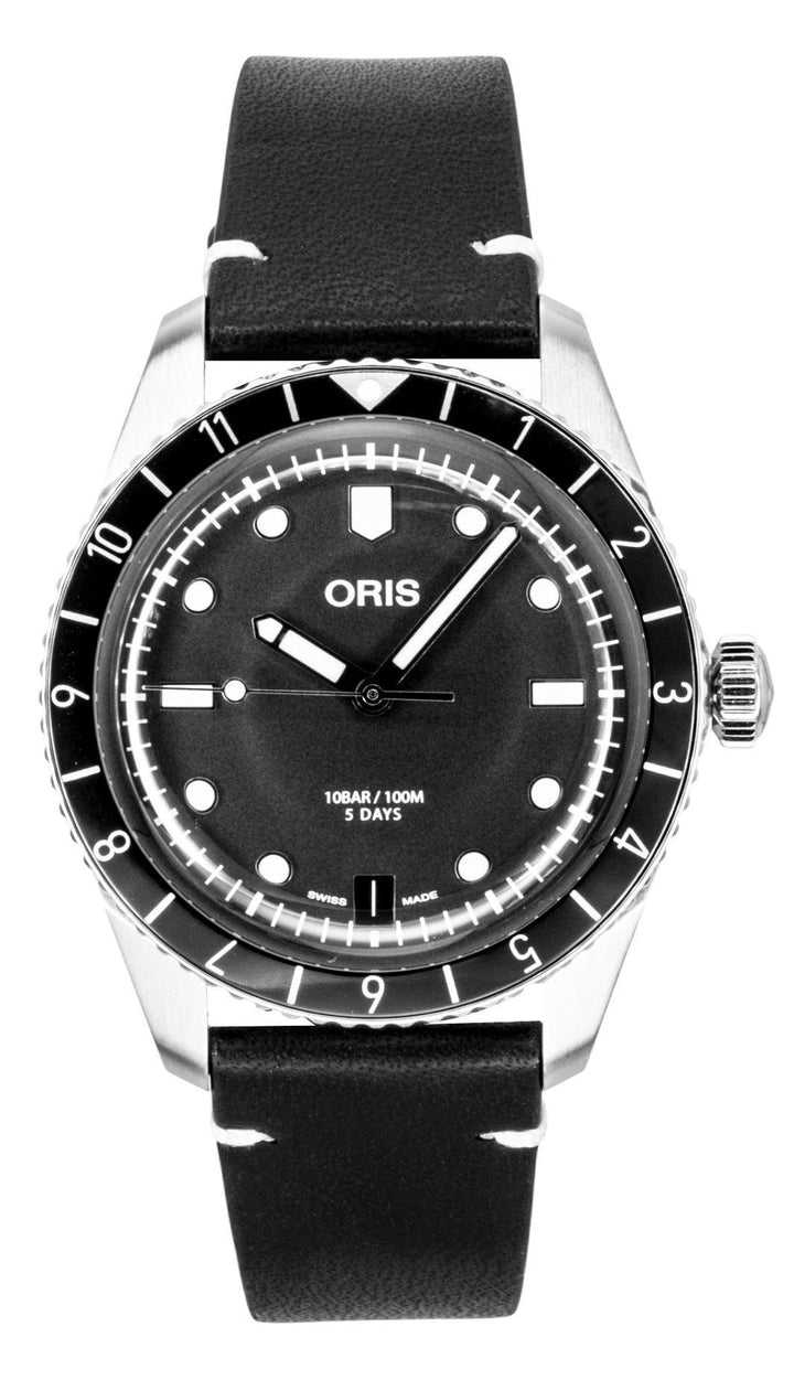 Oris Divers Sixty Five 12H Leather Strap Black Dial Automatic 01 400 7772 4054-07 5 20 82 100M Men's Watch