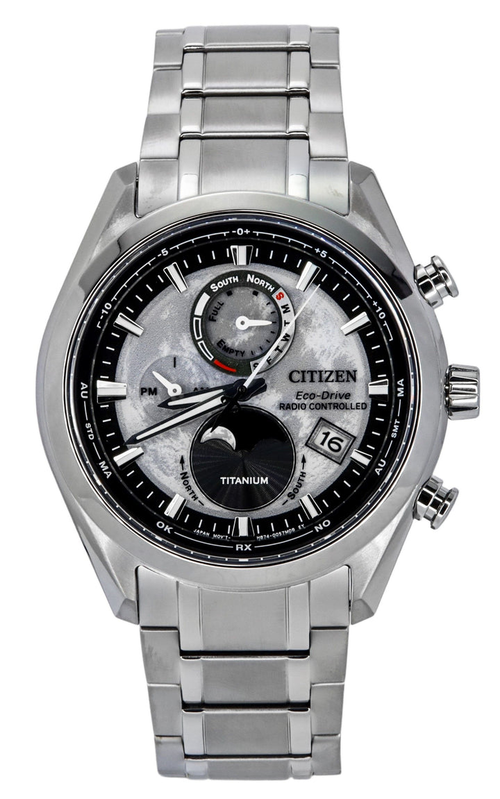 Citizen Eco-Drive Tsuki-yomi Super Titanium Radio Controlled Grey Dial BY1010-81H 100M Men's Watch