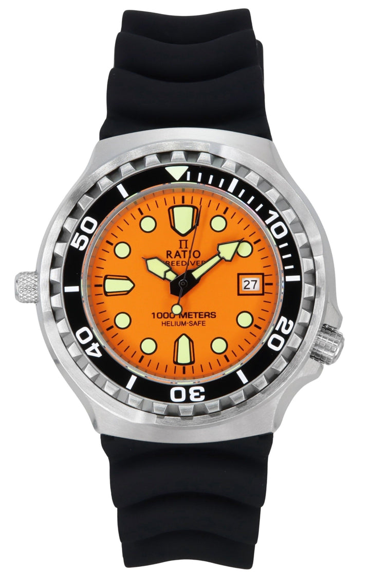 ساعة رجالي Ratio FreeDiver Version 02 Helium Safe 1000M Sapphire Quartz Orange Dial 1038EF102V-ORG-V02
