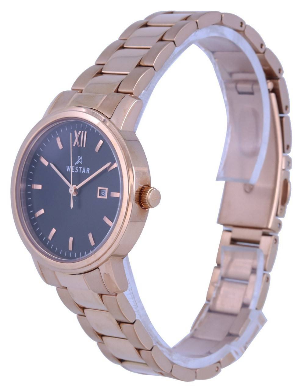 Westar Black Dial Rose Gold Tone Stainless Steel Quartz 40245 PPN 603 Women's Watch