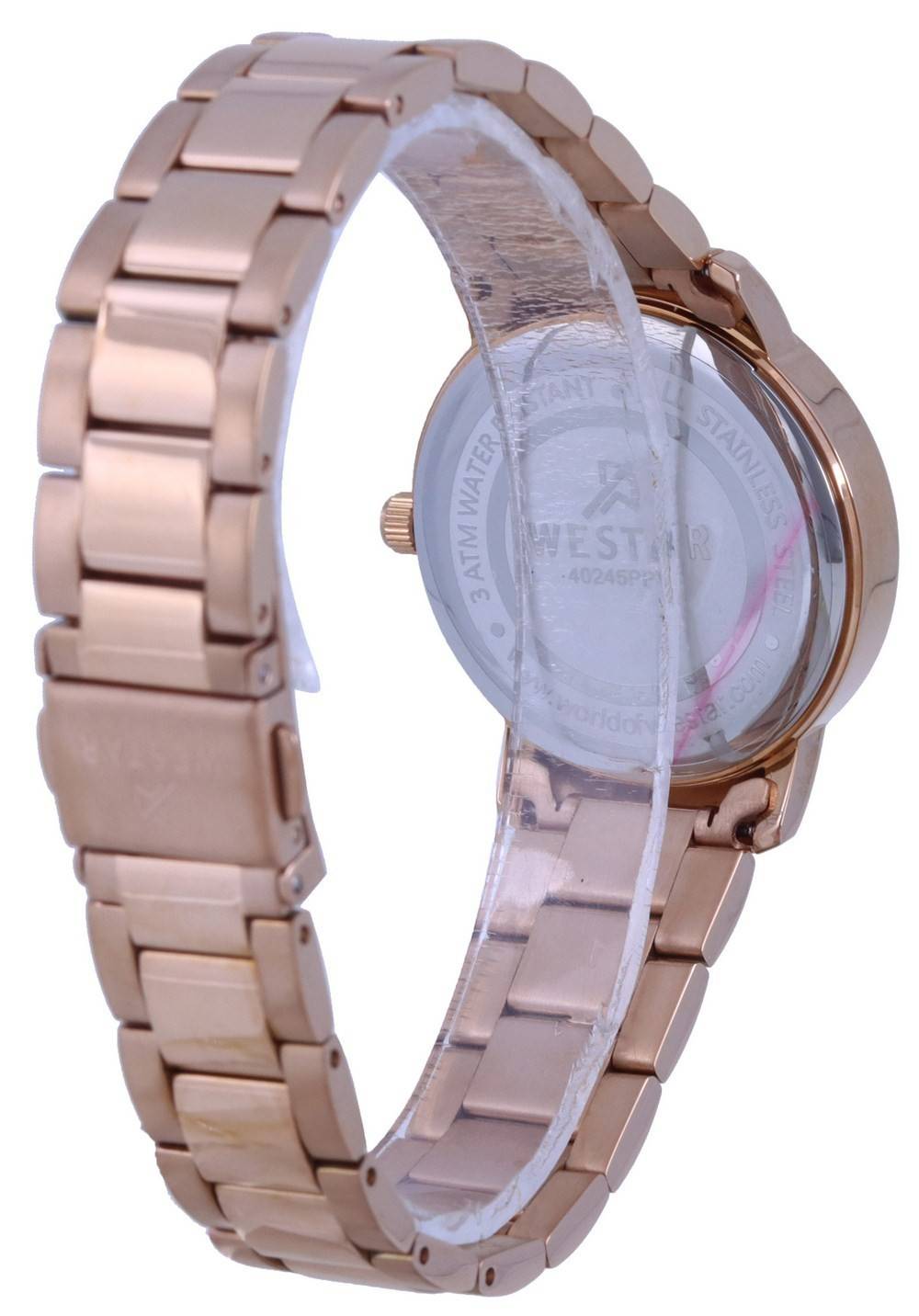 Westar Black Dial Rose Gold Tone Stainless Steel Quartz 40245 PPN 603 Women's Watch