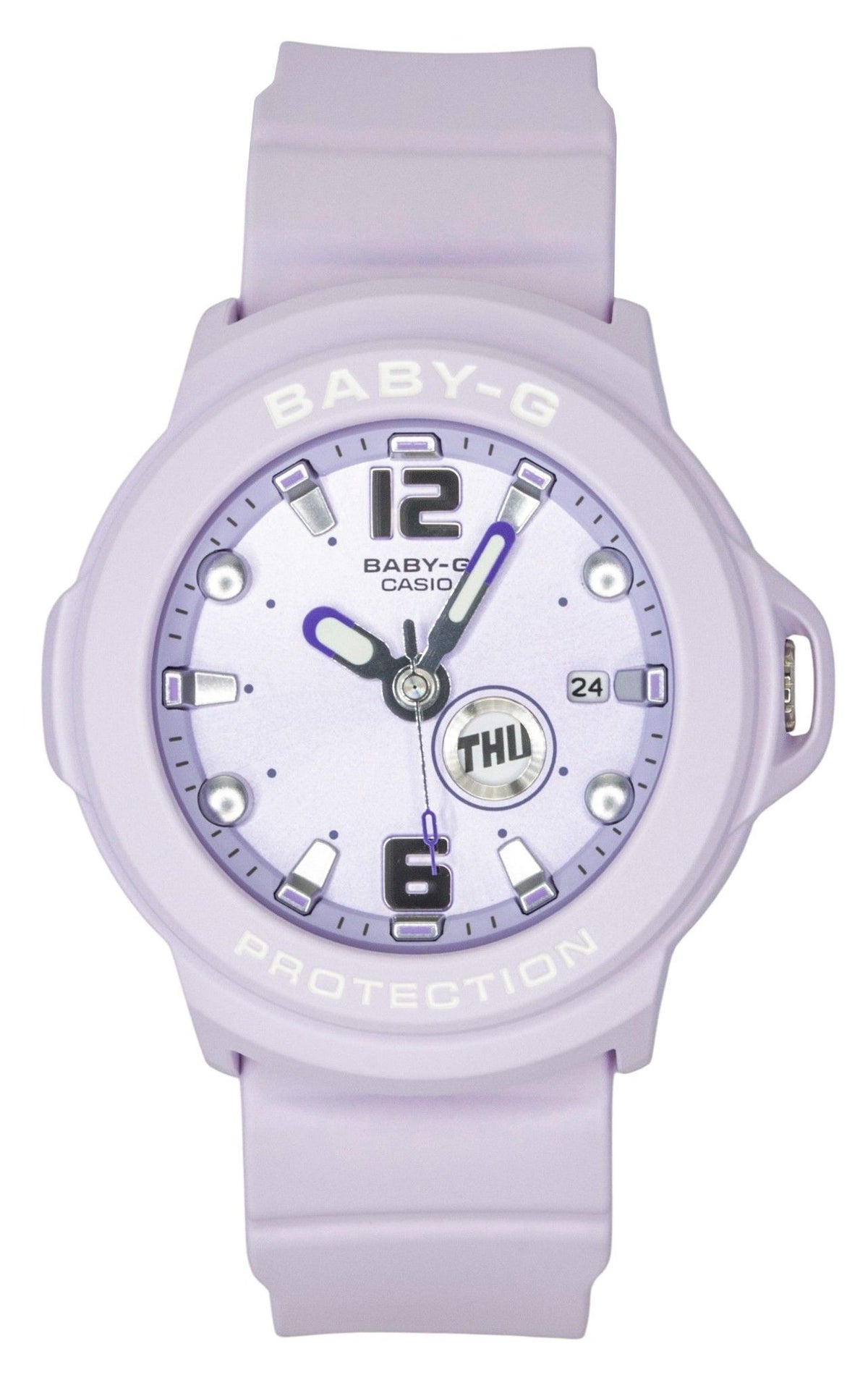 Casio Baby-G Plus Analog Resin Purple Dial Quartz BGA-15K-6A 100M Women's Watch With Convertible Holder