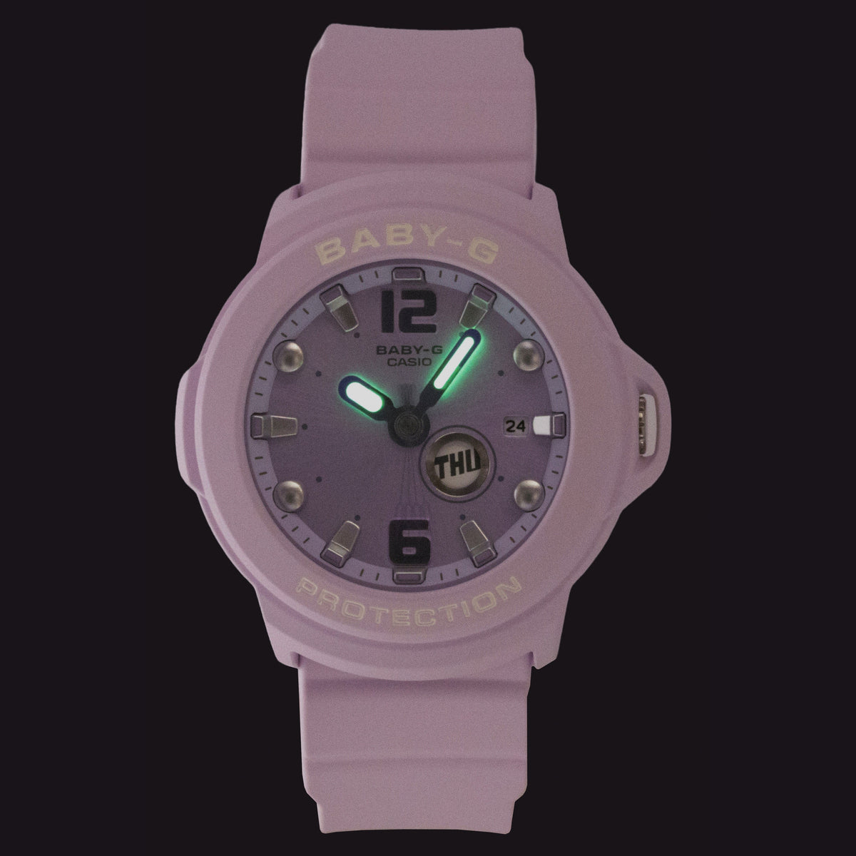 Casio Baby-G Plus Analog Resin Purple Dial Quartz BGA-15K-6A 100M Women's Watch With Convertible Holder