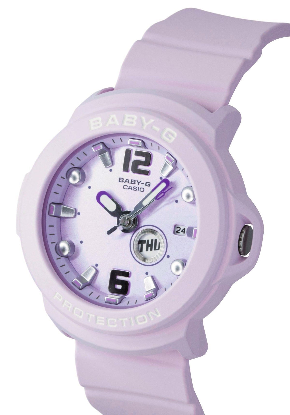 Casio Baby-G Plus Analog Resin Purple Dial Quartz BGA-15K-6A 100M Women's Watch With Convertible Holder