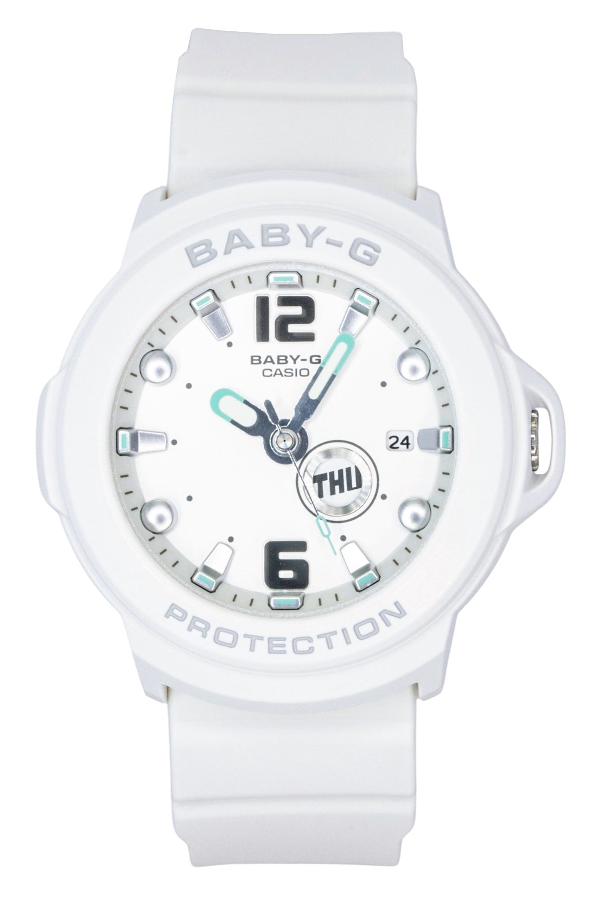 Casio Baby-G Plus Analog Resin White Dial Quartz BGA-15K-7A 100M Women's Watch With Convertible Holder