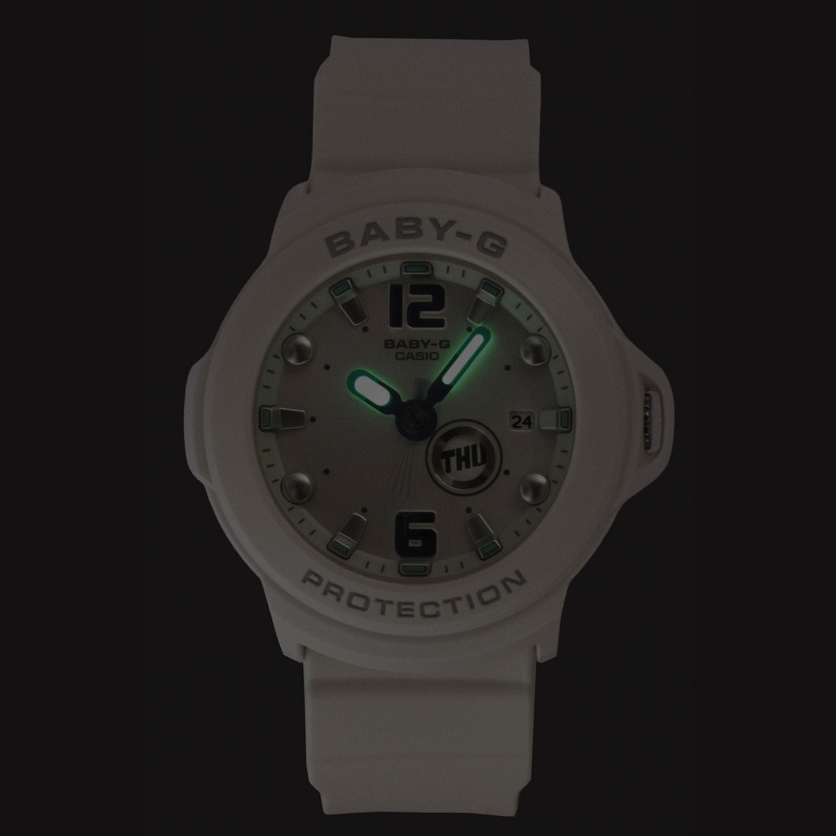 Casio Baby-G Plus Analog Resin White Dial Quartz BGA-15K-7A 100M Women's Watch With Convertible Holder