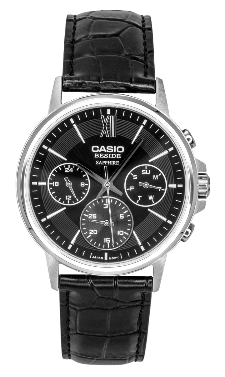 Casio Beside Analog Leather Strap Black Dial Quartz BMS-300L-1AV Men's Watch