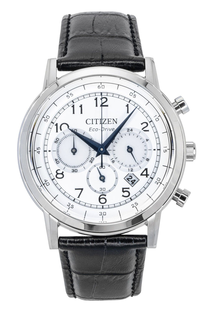 Citizen Eco-Drive Chronograph Leather Strap White Dial CA4630-02A Men's Watch