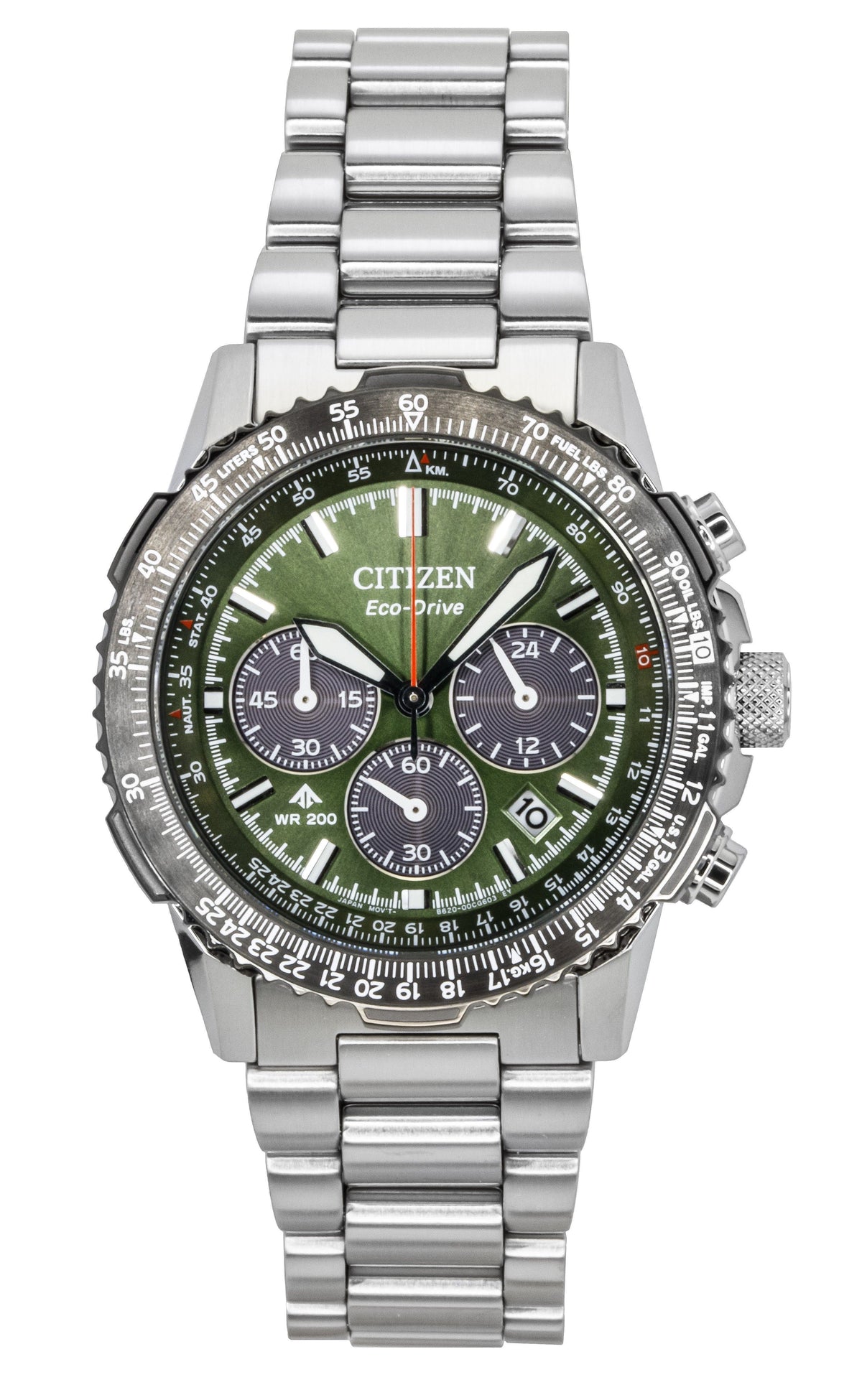 Citizen Promaster Sky Chronograph Stainless Steel Green Dial Eco-Drive Diver's CA4664-60W 200M Men's Watch