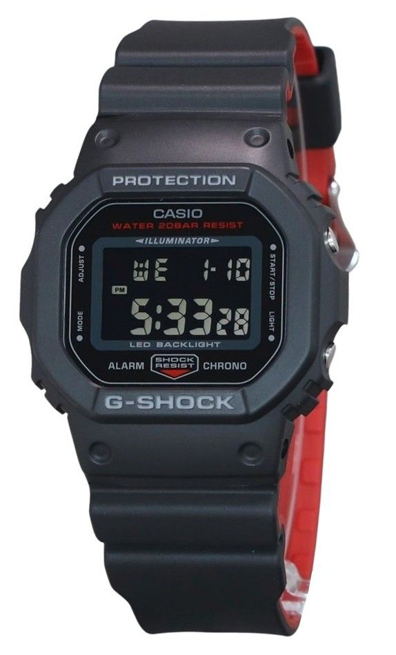 ساعة كاسيو جي-شوك رقمية بحزام من الراتنج كوارتز DW-5600UHR-1 200 متر للرجال