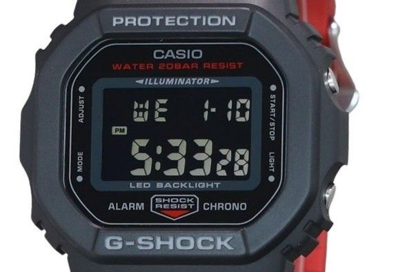 ساعة كاسيو جي-شوك رقمية بحزام من الراتنج كوارتز DW-5600UHR-1 200 متر للرجال