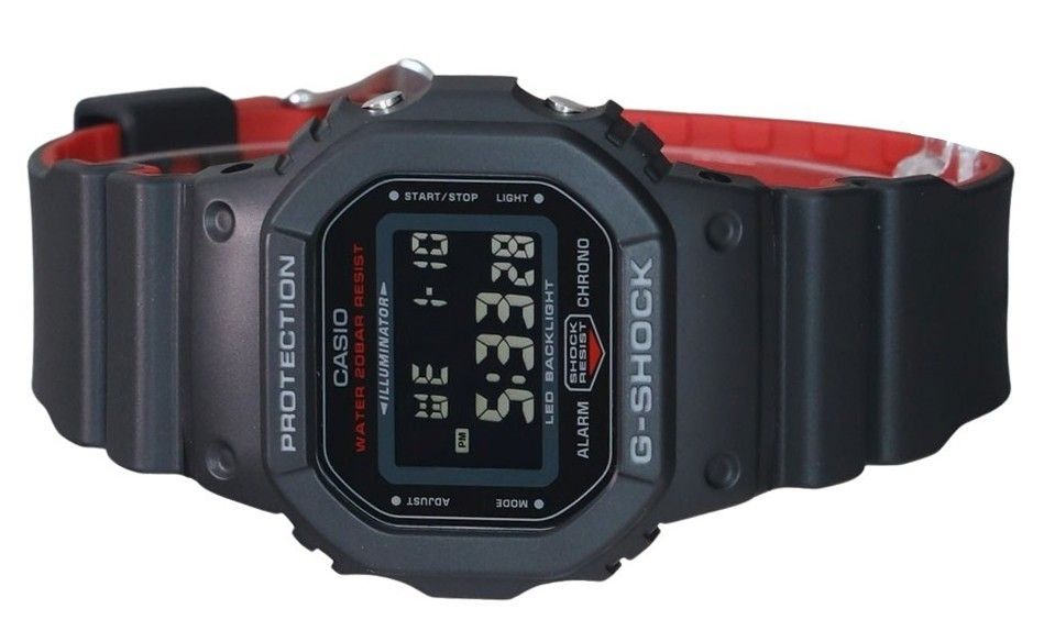 ساعة كاسيو جي-شوك رقمية بحزام من الراتنج كوارتز DW-5600UHR-1 200 متر للرجال