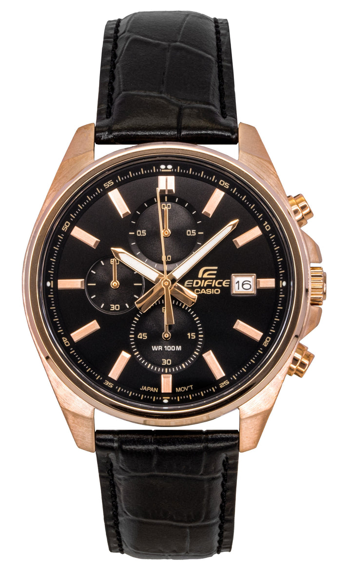 Casio Edifice Analog Standard Chronograph Leather Strap Black Dial Quartz EFV-610ECL-1A 100M Men's Watch