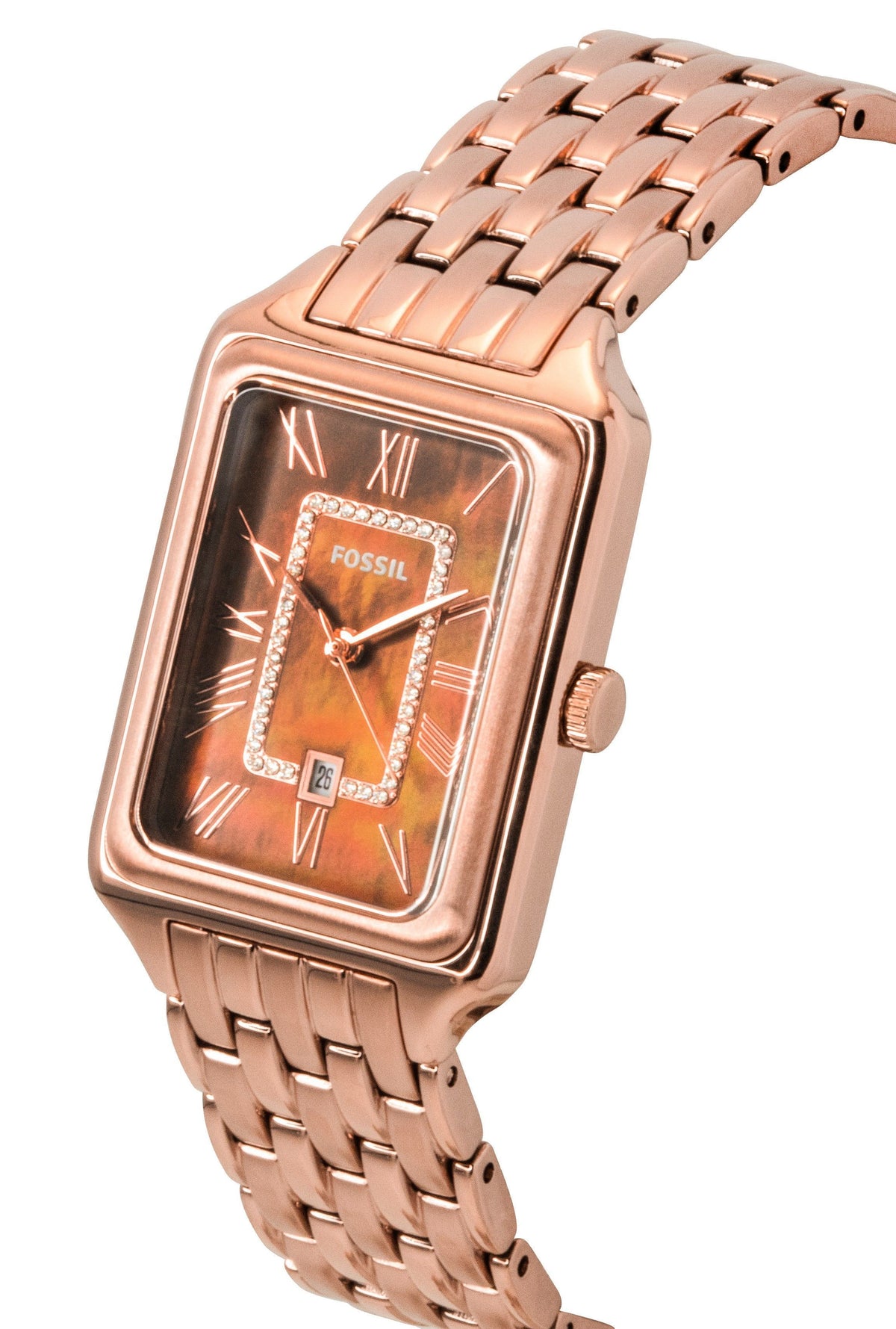 Fossil Raquel Rose Gold Tone Stainless Steel Brown Mother Of Pearl Dial Quartz ES5323 Women's Watch