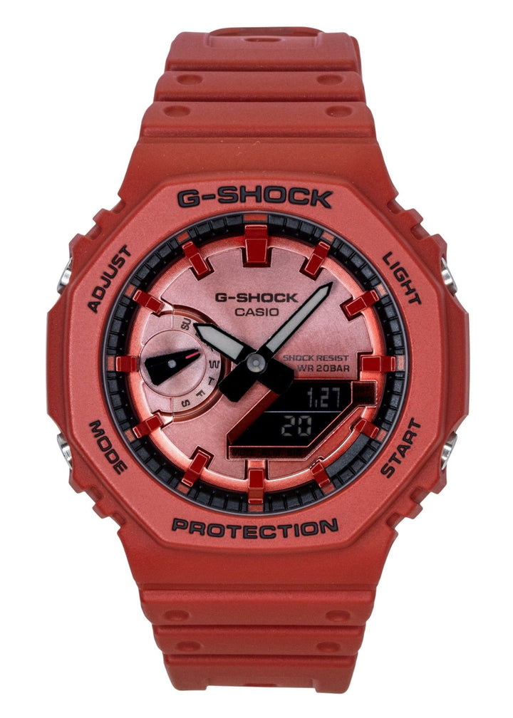 Casio G-Shock Analog Digital Red Bio-Based Resin Strap Quartz GA-2100RRB-4A 200M Men's Watch