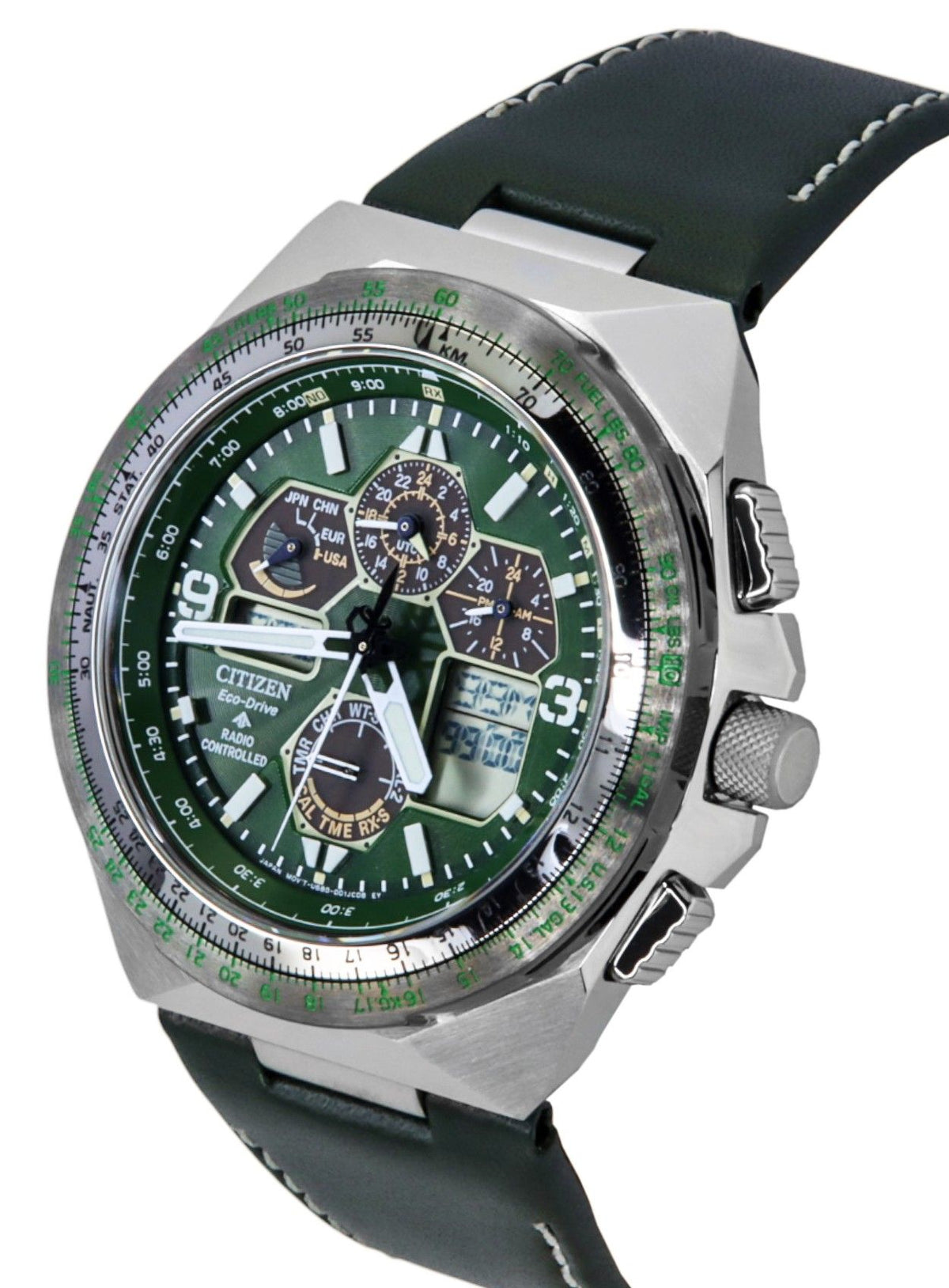 Citizen Promaster Skyhawk A-T Perpetual Calendar Chronograph Green Dial Eco-Drive Diver's JY8147-01X 200M Men's Watch