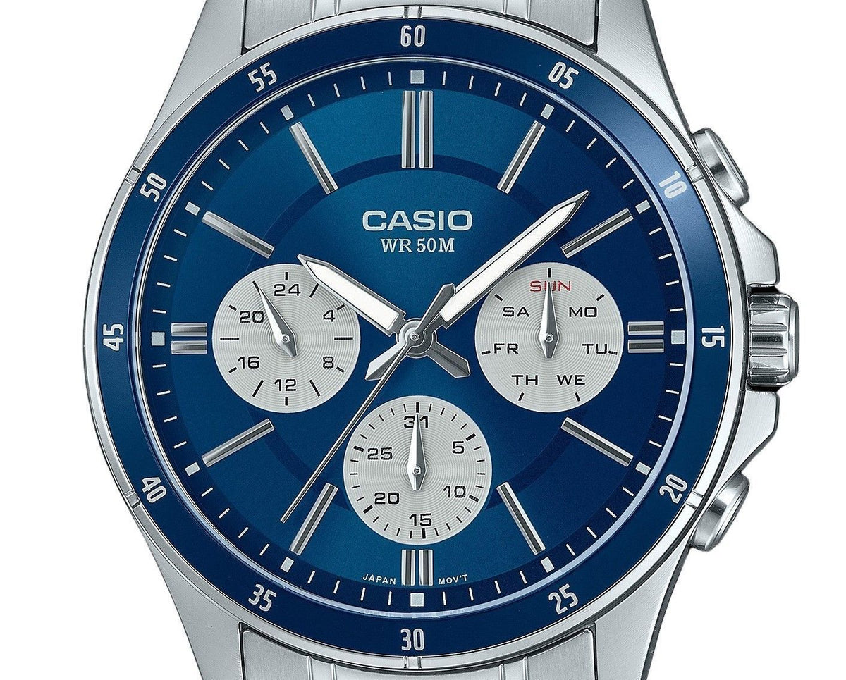 Casio Standard Analog Ion Plated Stainless Steel Blue Dial Quartz MTP-1374D-2A3V Men's Watch