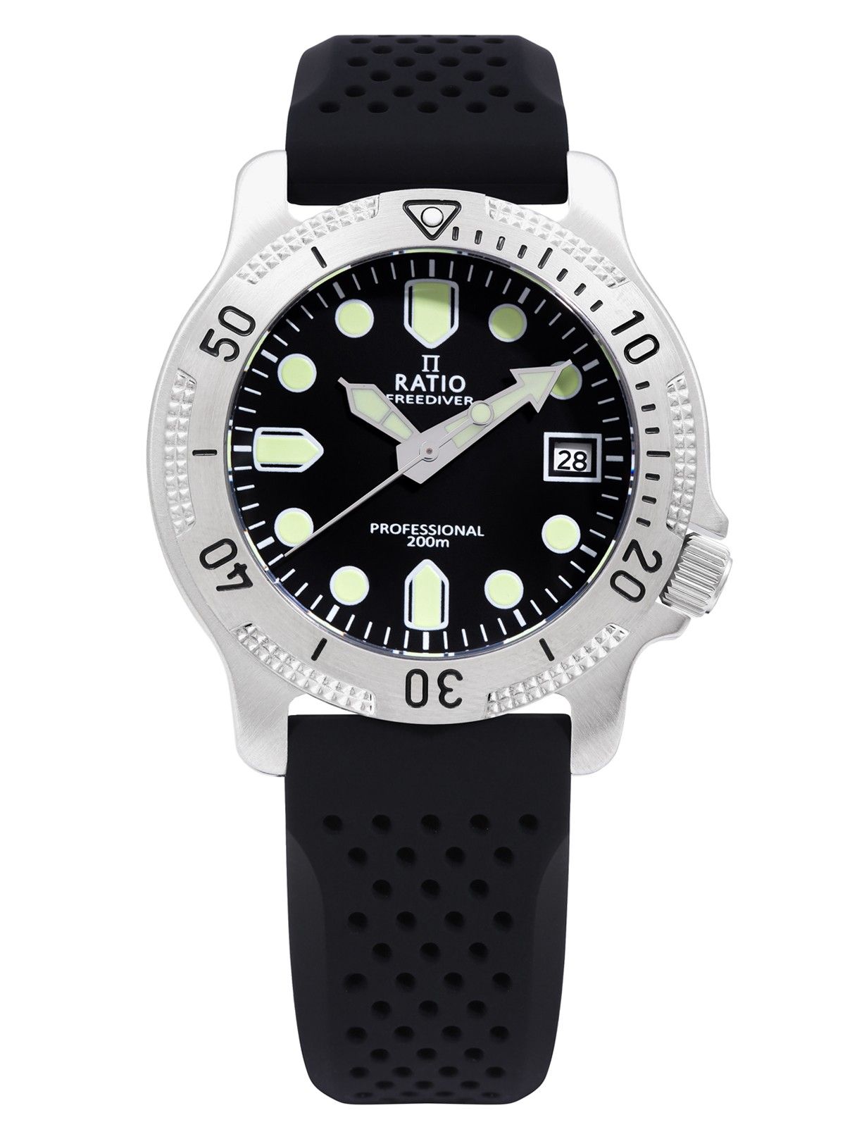 ساعة رجالي Ratio FreeDiver Professional Sapphire Black Dial Quartz RTF021 200M