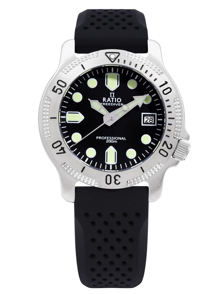 ساعة رجالي Ratio FreeDiver Professional Sapphire Black Dial Quartz RTF021 200M