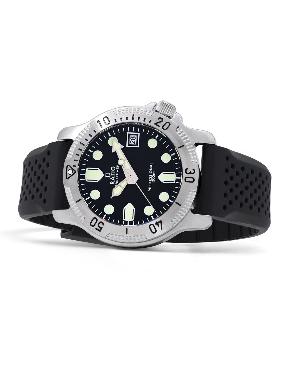 ساعة رجالي Ratio FreeDiver Professional Sapphire Black Dial Quartz RTF021 200M