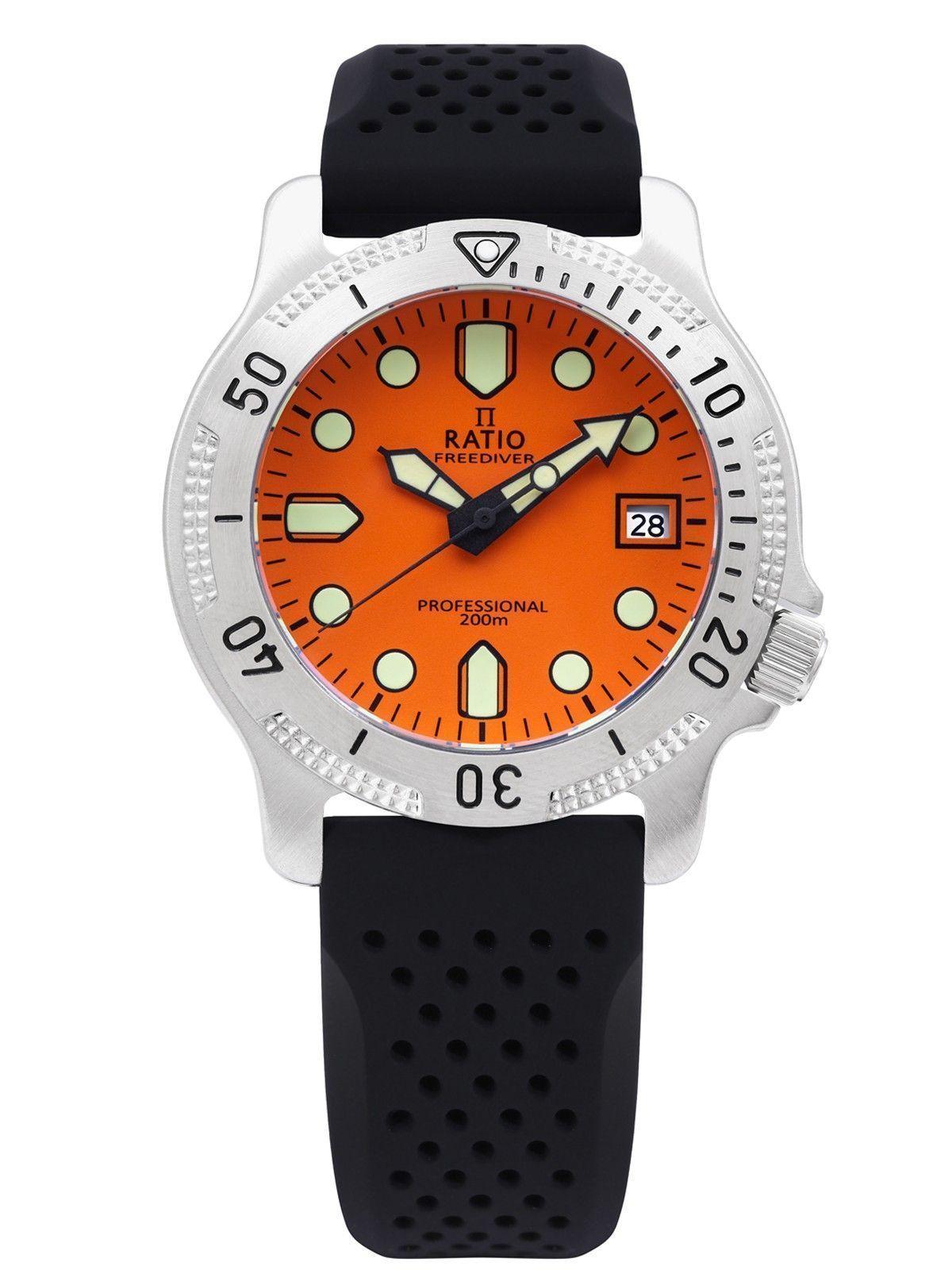 ساعة رجالية Ratio FreeDiver Professional Sapphire Orange Dial Quartz RTF025 200M