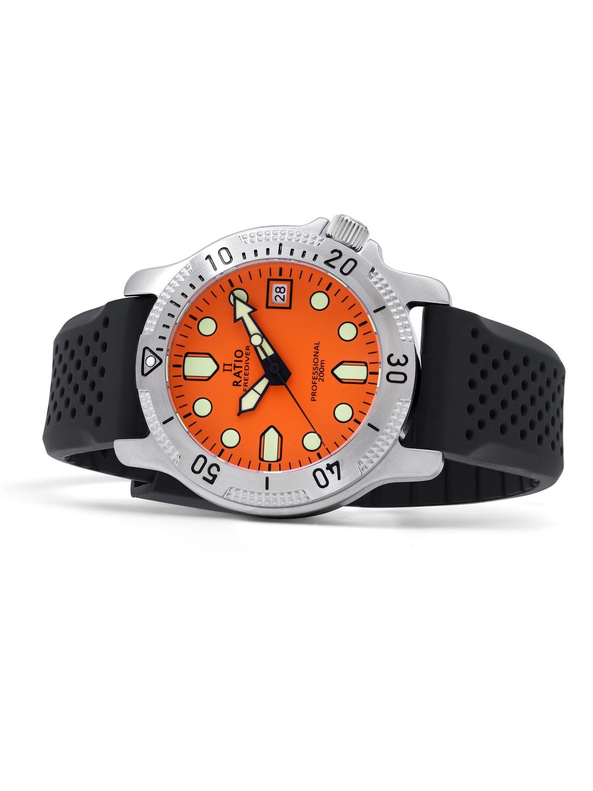 ساعة رجالية Ratio FreeDiver Professional Sapphire Orange Dial Quartz RTF025 200M