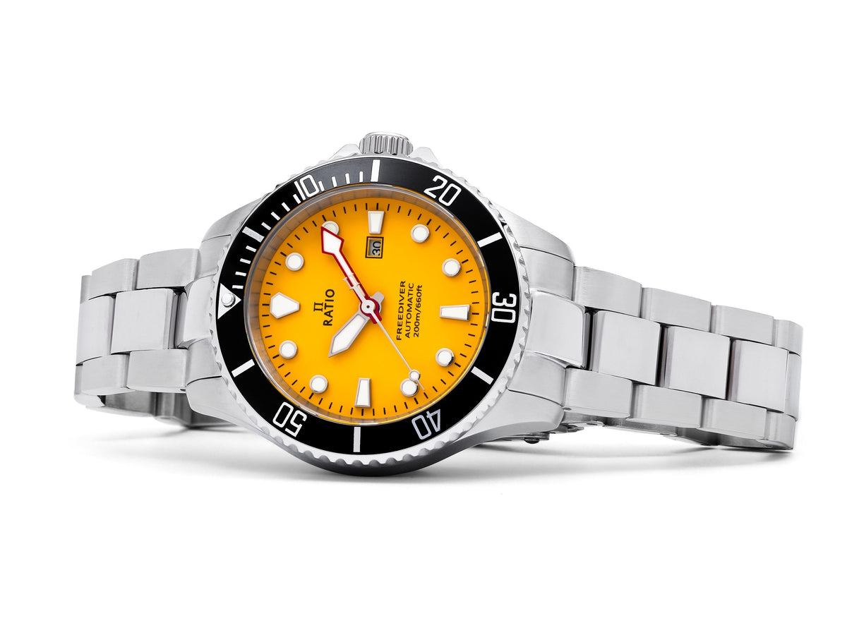 Ratio FreeDiver Sapphire Stainless Steel Yellow Dial Automatic RTFL834 200M Women's Watch