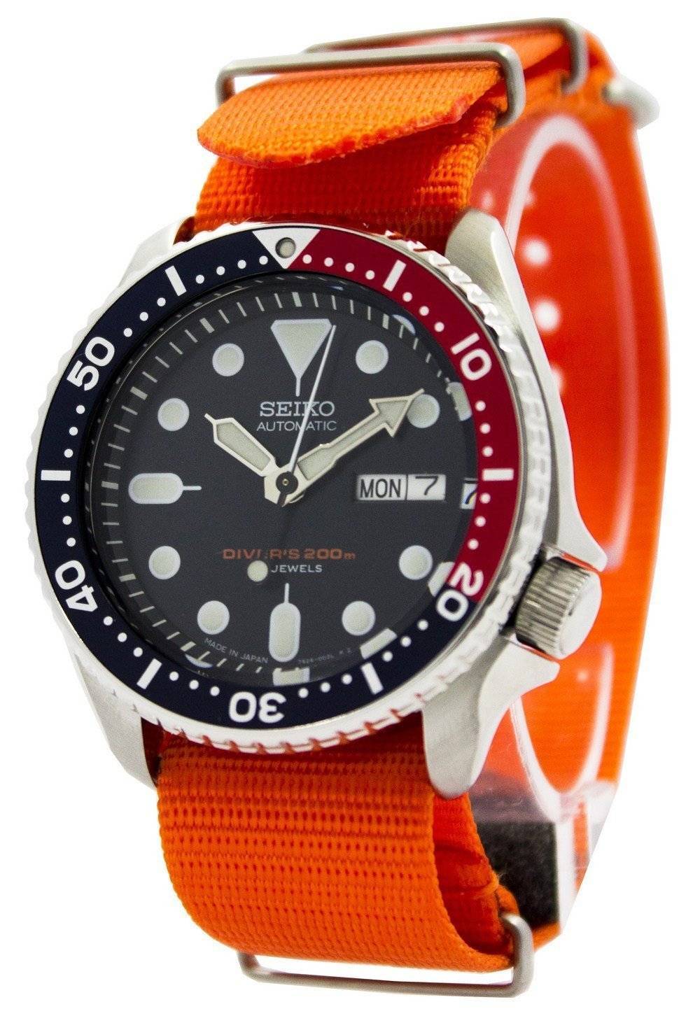ساعة رجالية سيكو أوتوماتيكية للغوص 200 متر بحزام الناتو SKX009J1-var-NATO7