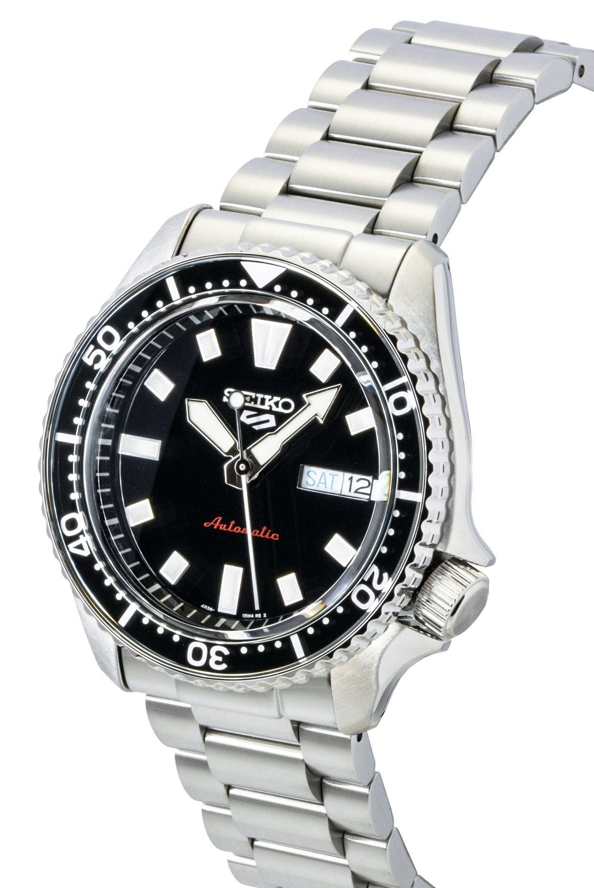 ساعة سيكو 5 سبورتس SKX ريداكس للرجال أوتوماتيكية بمينا أسود من الفولاذ المقاوم للصدأ مقاومة للماء حتى 100 متر SRPL85K1