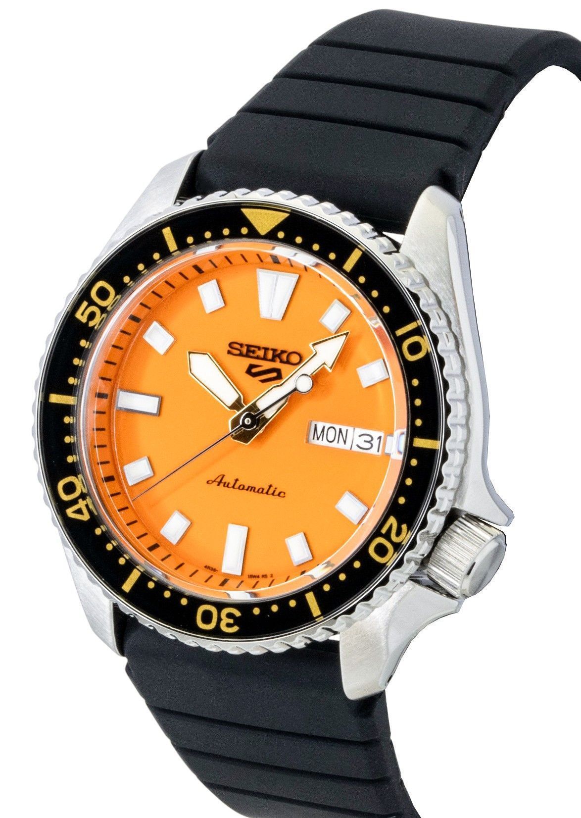 ساعة سيكو 5 سبورتس SKX ريداكس للرجال بحركة أوتوماتيكية ومينا برتقالي وحزام سيليكون ومقاومة للماء حتى 100 متر SRPL89K1