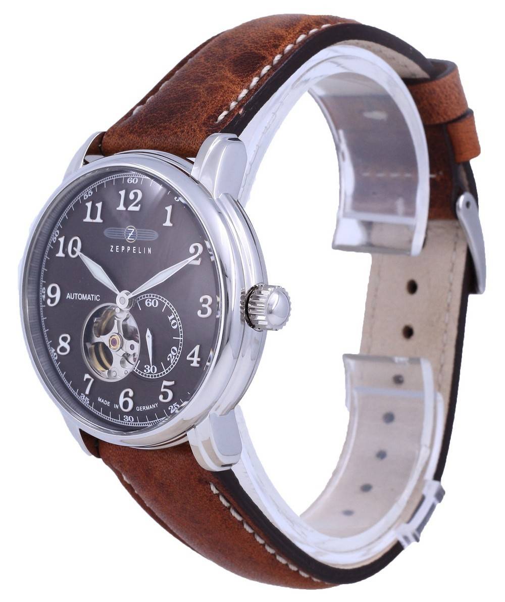 ساعة رجالي Zeppelin LZ127 Graf Open Heart Leather Automatic 7666-4 76664