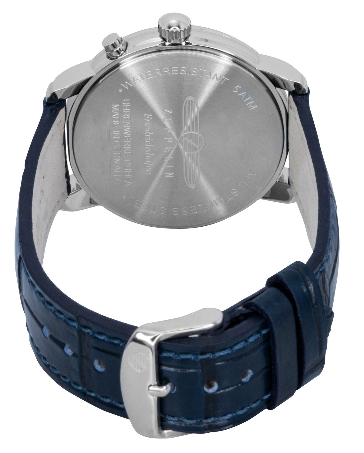 Zeppelin Friedrichshafen Blue Leather Strap Blue Dial Quartz 85363 Men's Watch