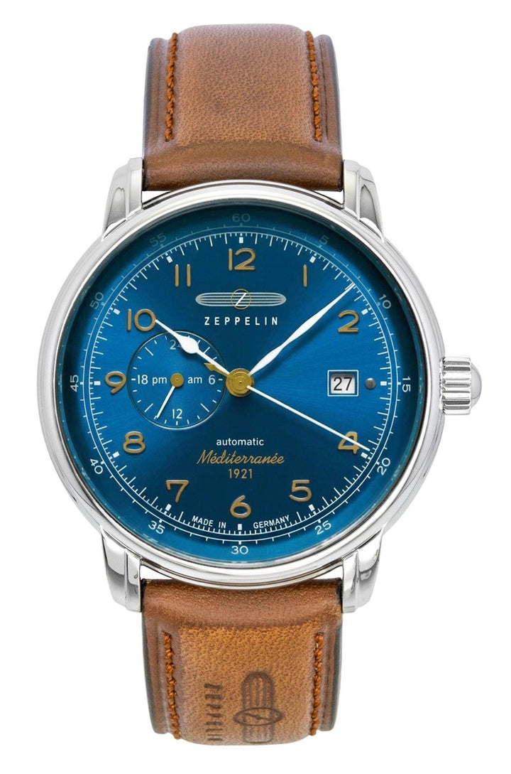 Zeppelin Mediterranee Leather Strap Blue Dial Automatic 96683 Men's Watch